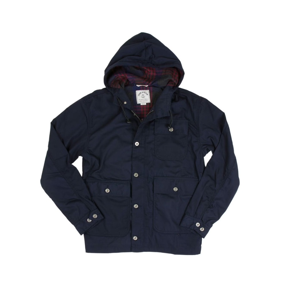 Iron & Resin Vanguard Jacket Men's XL Navy Hooded Snap Button Flannel-Lined $264